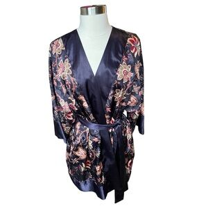 Vintage Victorias Secret Gold Label Blue Paisley Robe One Size